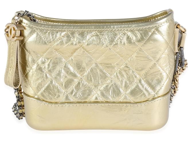 Chanel Gold Quilted Calfskin Small Gabrielle Hobo White gold  ref.1220022