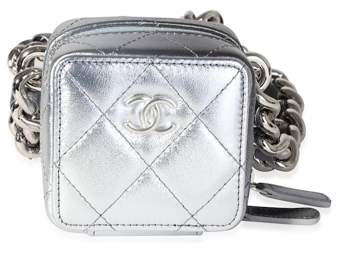 Chanel Metallic Lambskin Quilted Coco Punk Clutch With Chain Leather  ref.1220031