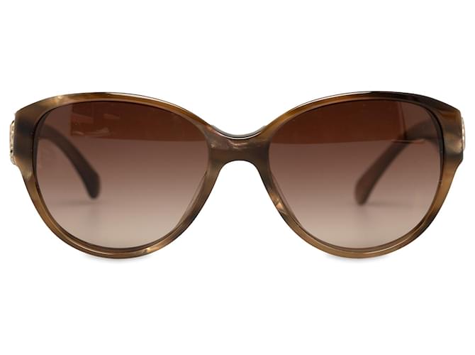 Chanel Brown Square Óculos de Sol Coloridos Marrom Plástico Resina  ref.1220227
