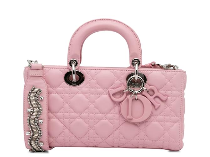 Dior Pink Medium Lambskin Cannage Lady D Joy Leather Pony-style calfskin  ref.1220230