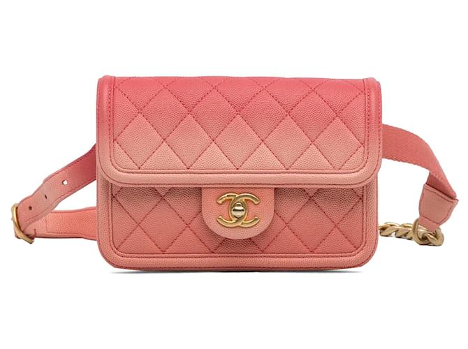 Chanel Pink Caviar Sunset On The Sea Flap Belt Bag Leather  ref.1220284