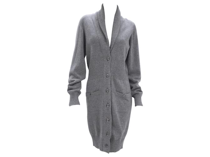 Chanel Claudia Schiffer Style CC Buttons Cashmere Cardigan Grey  ref.1220313
