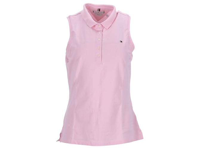 Tommy Hilfiger Womens Sleeveless Stretch Cotton Slim Fit Polo Pink  ref.1220322