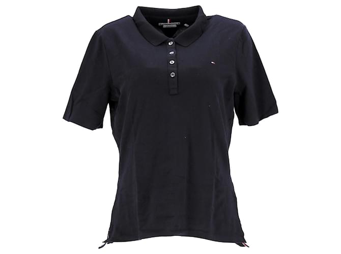 Tommy Hilfiger Essential Kurzarm-Poloshirt für Damen mit normaler Passform Marineblau Baumwolle  ref.1220333