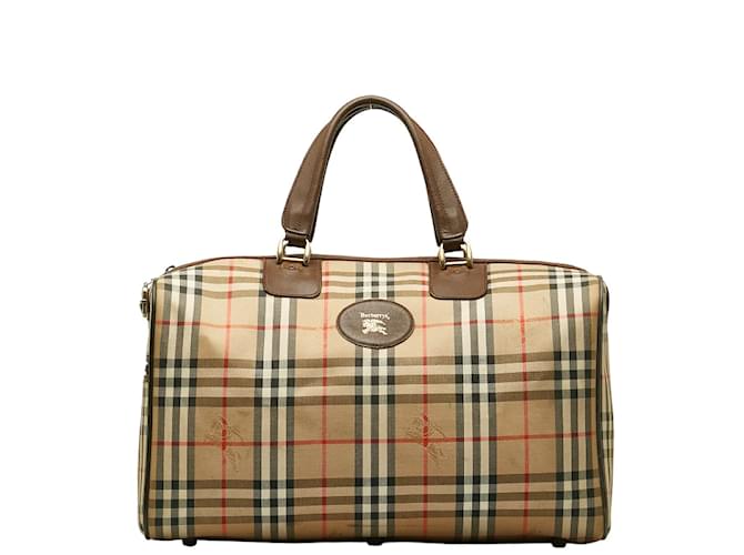 Burberry Haymarket Check Travel Bag Brown Cloth  ref.1220368