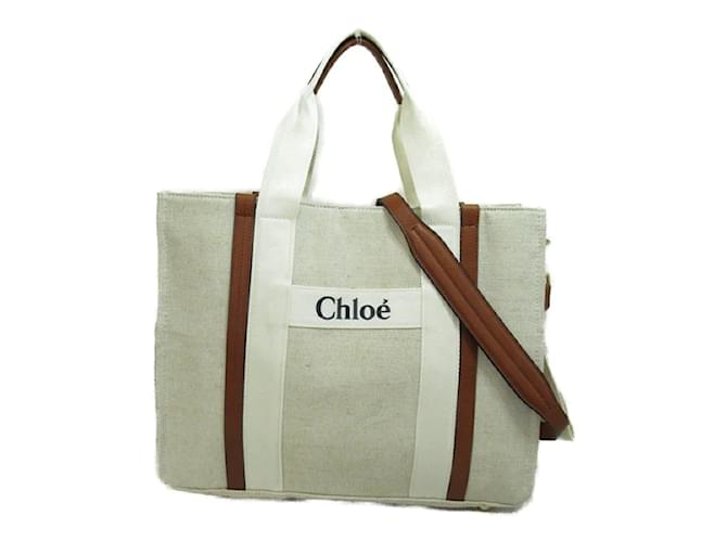 Chloé Logo Canvas Diaper Bag C90406Z40 White Cloth  ref.1220380
