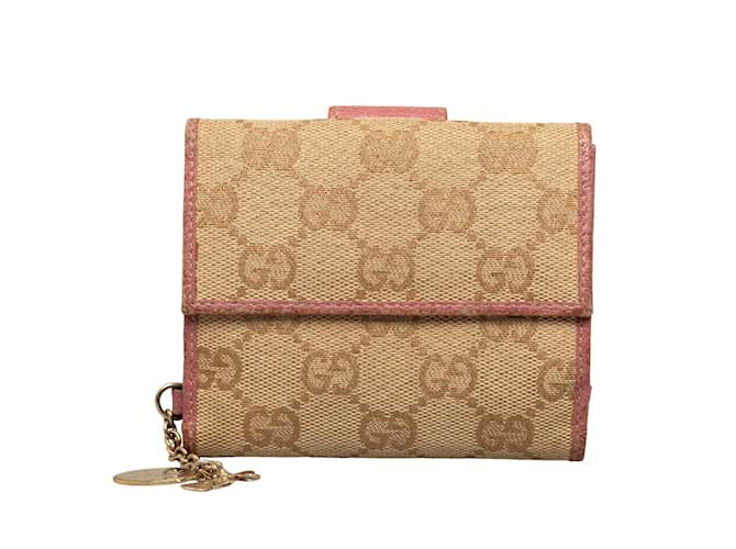 Gucci Französische Geldbörse aus GG Canvas 154183 Pink Leinwand  ref.1220405