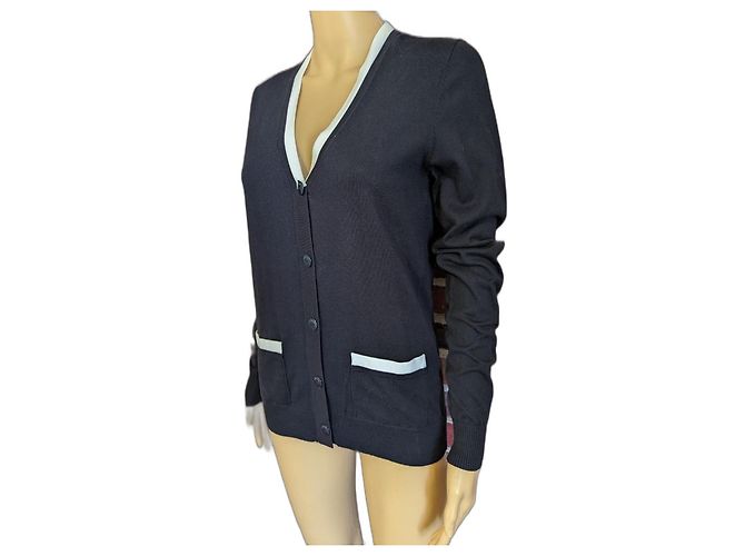 Strickjacke Chanel Schwarz Weiß