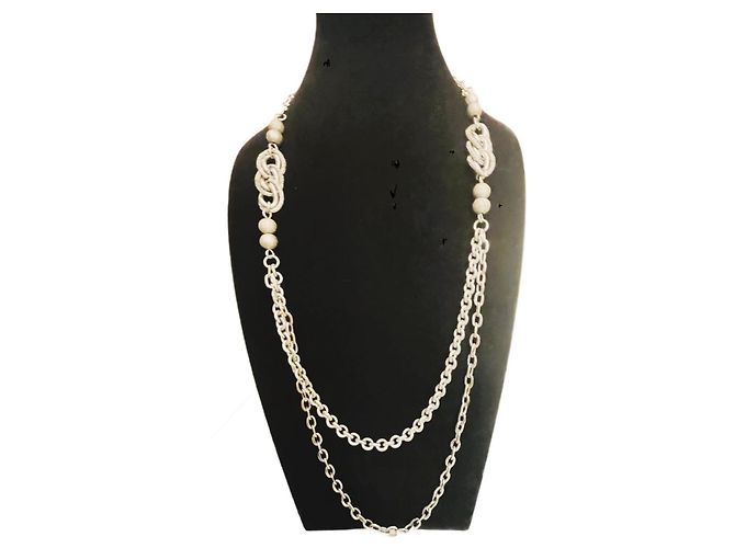 DOLCE & GABBANA Halskette aus Stahl mit gefütterter Kette mit glänzenden und diamantierten Perlen