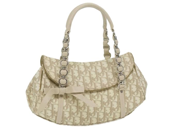 Christian Dior Trotter Romantic Hand Bag PVC Leather Beige Auth 64055  ref.1220643