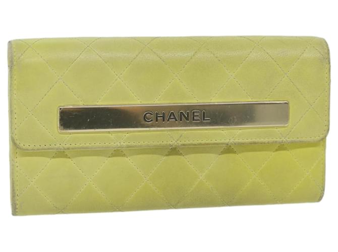 CHANEL Matelasse Long Wallet Leather Yellow CC Auth bs11483  ref.1220657
