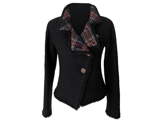 Chanel Paris / Edinburgh CC Jewel Buttons Schwarze Tweed-Jacke  ref.1220663