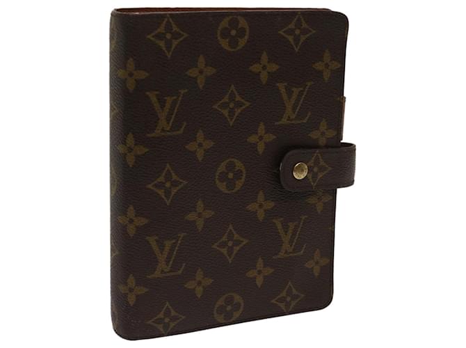 LOUIS VUITTON Monogram Agenda MM Day Planner Cover R20105 Autenticação de LV 64375 Monograma Lona  ref.1220682