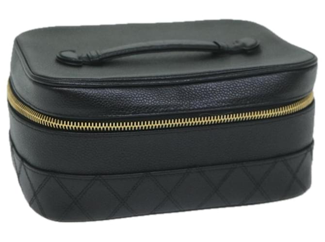 CHANEL Vanity Cosmetic Pouch Caviar Skin Black CC Auth bs11563  ref.1220684