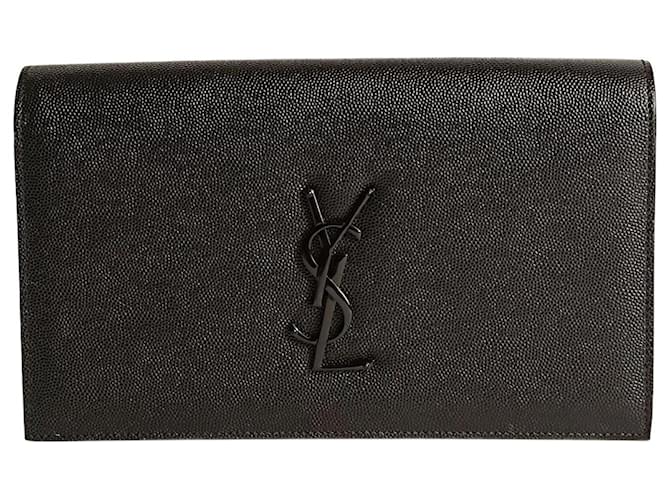 Saint Laurent Saint Laurent Kate clutch bag in black grain de poudre leather  ref.1220788