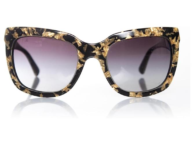 Dolce & Gabbana, Lunettes de soleil noires et feuilles d'or  ref.1220904