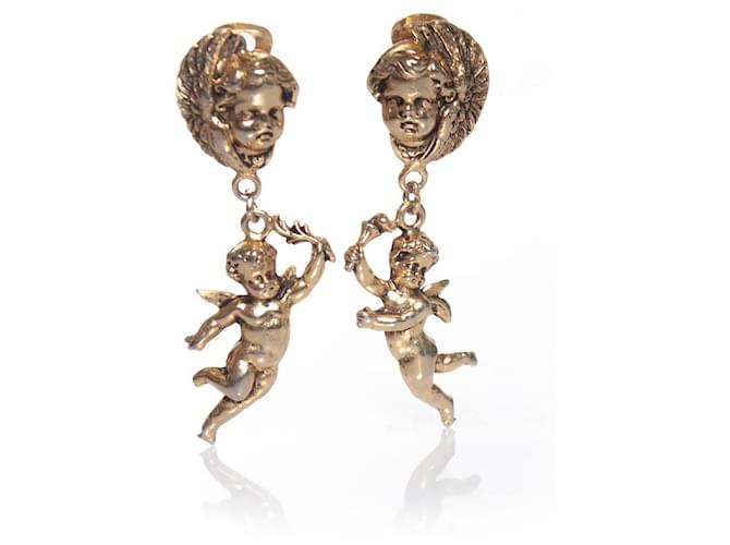 Other jewelry Moschino, Drop earrings with angel Golden  ref.1220906