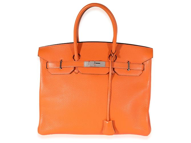 Hermès Orange Togo Birkin 35 PHW Leather  ref.1220917