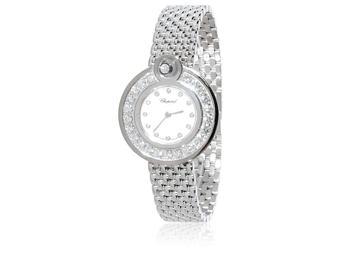 Chopard feliz diamante 204407-1003 relógio feminino 18ouro branco kt  ref.1220959