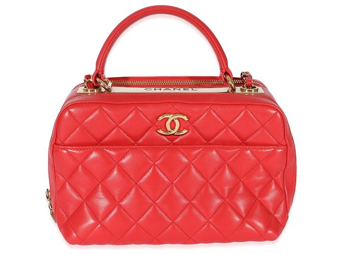 Bolso bowling CC Trendy de piel de cordero acolchado rojo Chanel Roja
