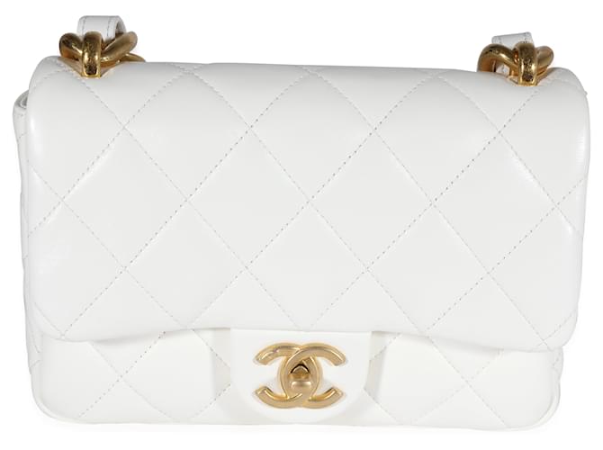 Timeless Chanel White Quilted Lambskin Small Funky Town Flap Bag Leather  ref.1220969