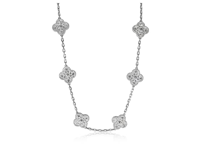 Van Cleef & Arpels Collier diamant Alhambra vintage en 18K or blanc 4.83 ctw  ref.1220990