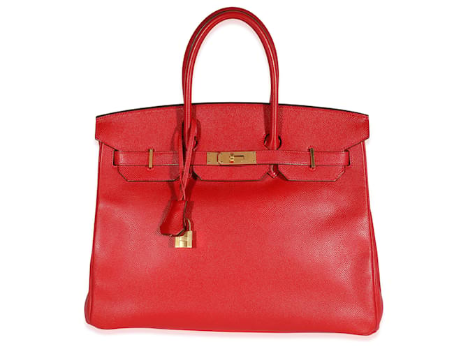 Hermès Hermes Rouge Casaque Epsom Birkin 35 GHW Rot Leder  ref.1221003