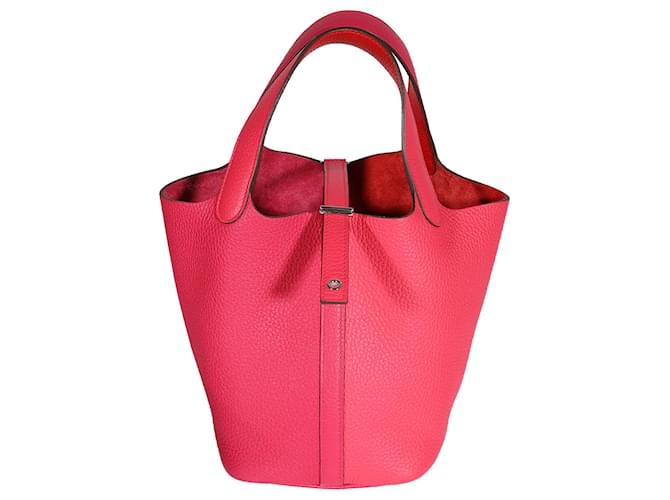 Hermès Rose Extreme, Rose Mexico, & Rouge De Coeur Clémence Picotin Lock 18 PHW Pink Leather  ref.1221005
