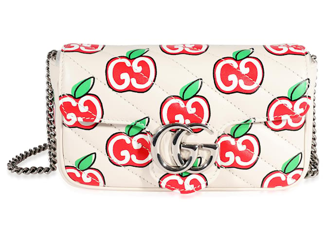 Gucci GG Apple White Matelassé Super Mini Marmont Bag Multiple colors Leather  ref.1221015