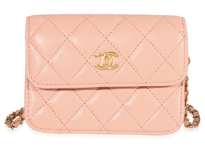 Chanel Light Orange Quilted Lambskin Pearl Crush Clutch Leather  ref.1221025