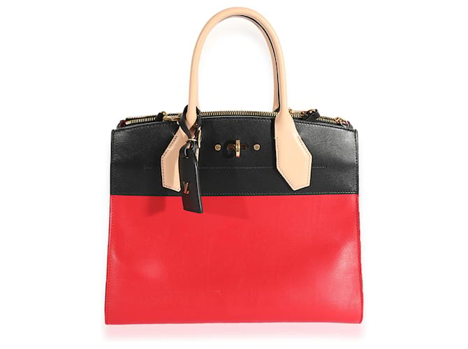 Louis Vuitton Cuir de veau Rouge & Noir City Steamer Mm  ref.1221032