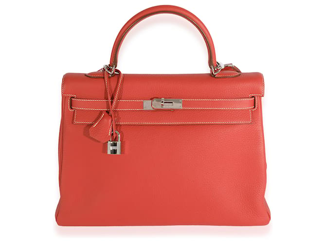 Hermès Blush Clémence Retourne Kelly 35 PHW Pink Leather  ref.1221042