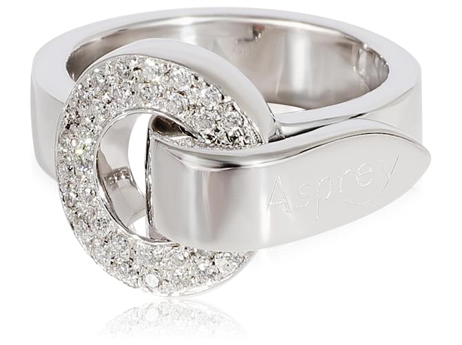 Autre Marque Asprey Circle & Foldover Loop Diamond Ring in 18K white gold 0.15 ctw  ref.1221068