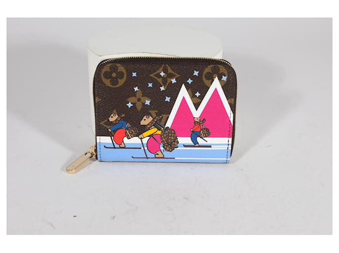 Louis Vuitton Christmas Animation Bears Skiing Monogram Canvas Zippy Coin Purse Toile Marron Multicolore  ref.1221072