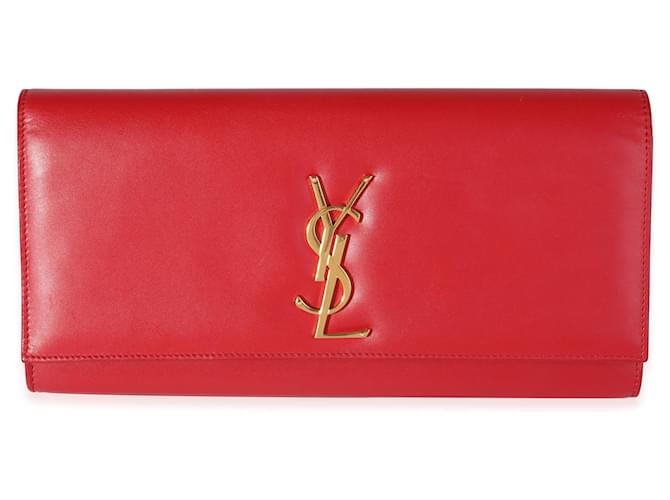 Saint Laurent Clutch Cassandre in pelle di vitello liscia rossa Rosso  ref.1221083