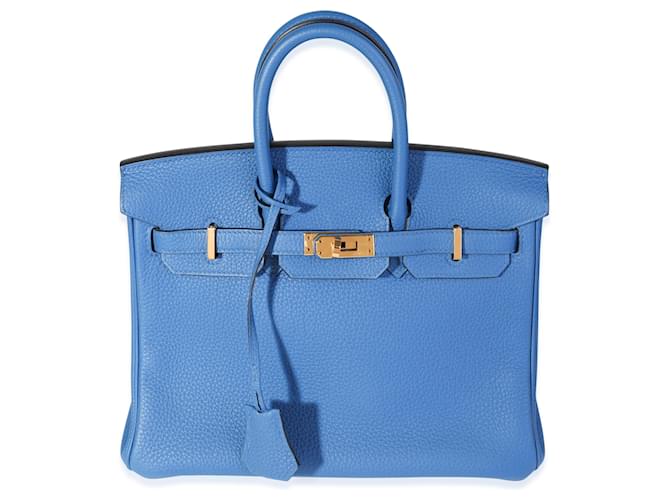 Hermès Bleu Hydra Clémence Birkin 25 GHW Blue Leather  ref.1221097