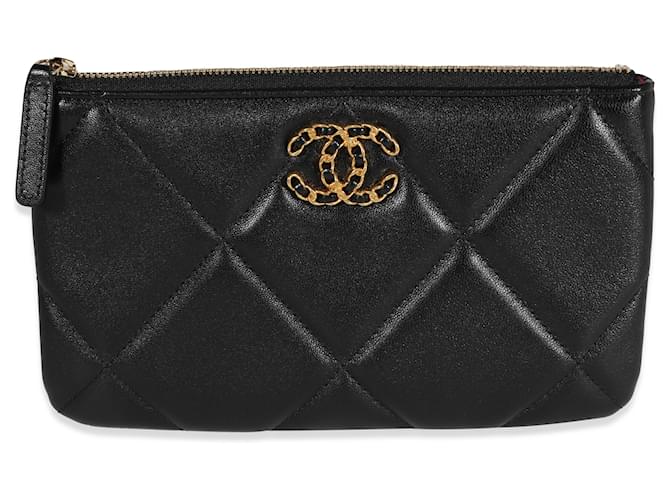 Chanel Black Lambskin Quilted Chanel 19 O Case Leather  ref.1221107