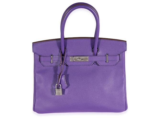 Birkin Hermès Crocus Epsom 30 PHW Púrpura Cuero  ref.1221116
