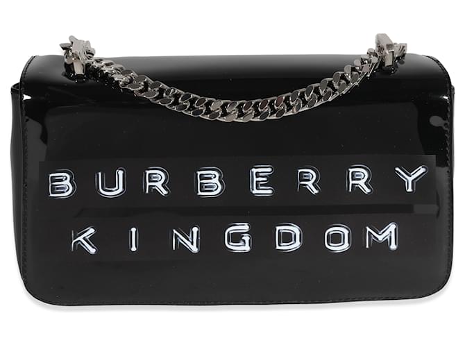 Bolso Lola pequeño con estampado de cinta de charol negro de Burberry  ref.1221125