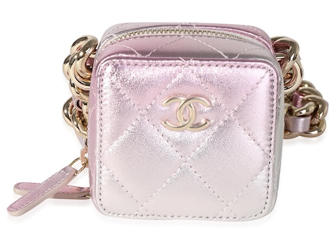 Chanel Metallic Lambskin Quilted Coco Punk Cube Bag With Chain Leather  ref.1221127