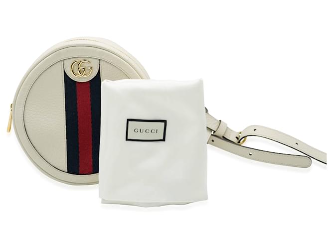 Gucci Mini sac à dos rond Ophidia en cuir de veau blanc Rouge Bleu  ref.1221158