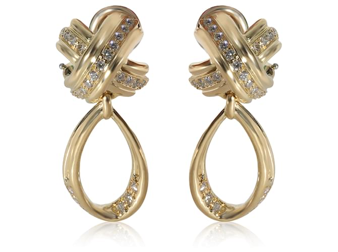 TIFFANY & CO. Boucles d'oreilles vintage en diamant Signature X en 18K or jaune 0.6 ctw  ref.1221185