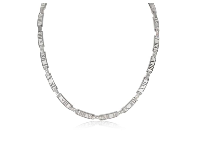 TIFFANY & CO. Atlas Diamond Collar Necklace in 18K white gold 1.5 ctw  ref.1221187