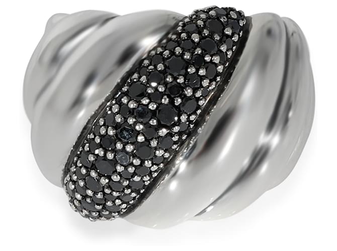 Anillo de cable Hampton de David Yurman con diamantes negros en plata de ley 0.84 por cierto  ref.1221197