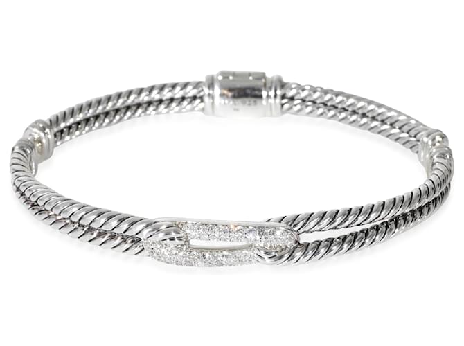 David Yurman Labyrinth Mini Bracelete de Diamante em Prata de Lei 0.27 ctw  ref.1221199