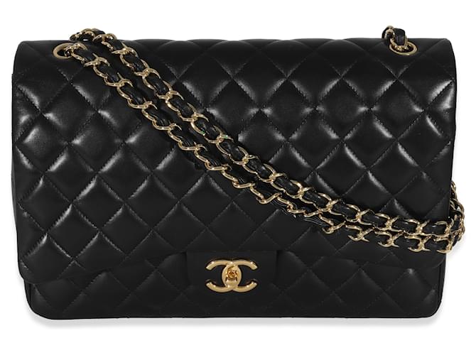 Chanel Black Lammleder Classic Maxi gefütterte Flap Bag Schwarz  ref.1221214