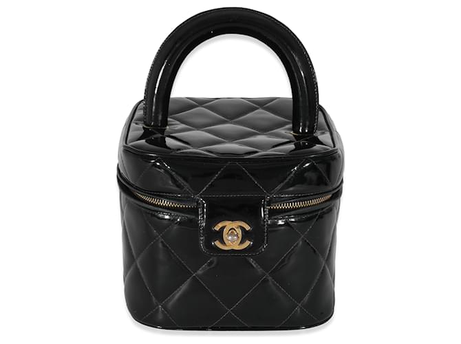 Annata di Chanel 24K Vanity Case CC in vernice nera Nero Pelle verniciata  ref.1221215