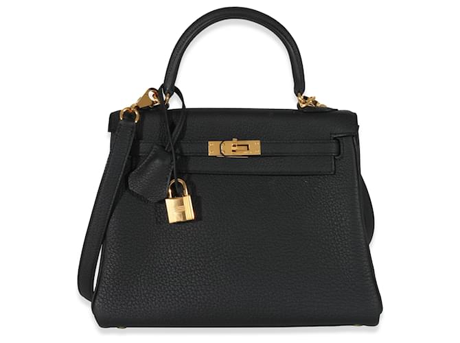 Hermès Vuelve Black Togo Kelly II 25 GHW Azul Cuero  ref.1221226