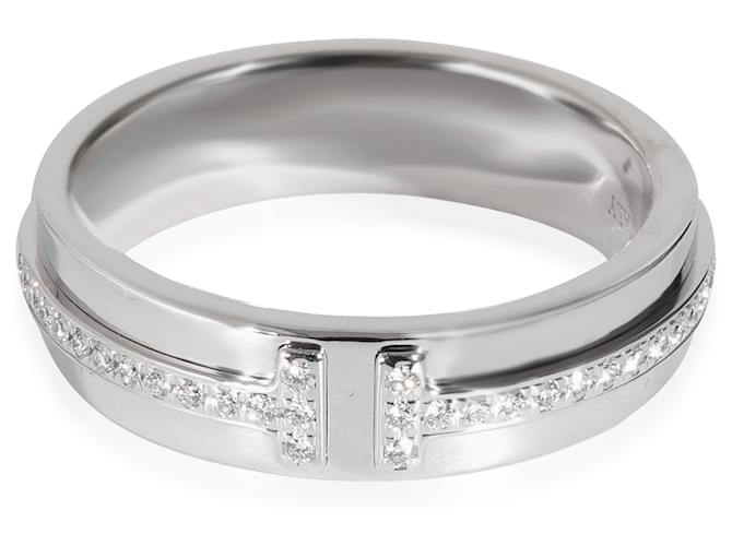 TIFFANY & CO. Anello Tiffany T stretto con diamanti in 18K oro bianco 0.13 ctw  ref.1221251