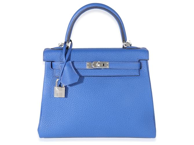 Hermès Hermes Bleu Royal Togo Kelly Retourne 25 PHW Azul Couro  ref.1221256